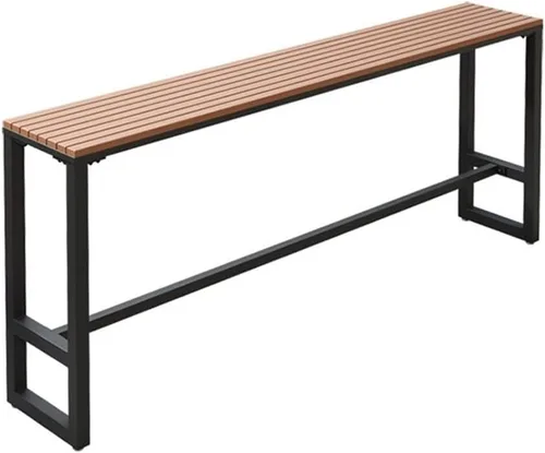 Vista 3 de LAKIQ Moderna mesa rectangular de bar para exteriores con caballete para exteriores, mesa de altura de pub para patio, mesa de madera fabricada