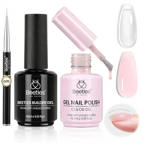 Vista 11 de Beetles - Gel constructor para uñas, 2 unidades de gel transparente 8 en 1 para ápice instantáneo, fortalecimiento y extensión, apto