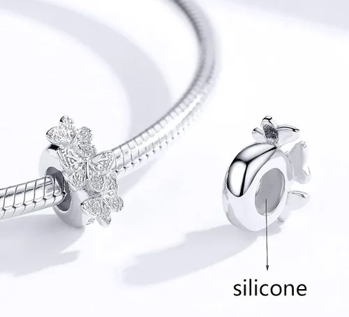 Vista 2 de BISAER Colgantes de plata de ley 925 para pulseras tapones