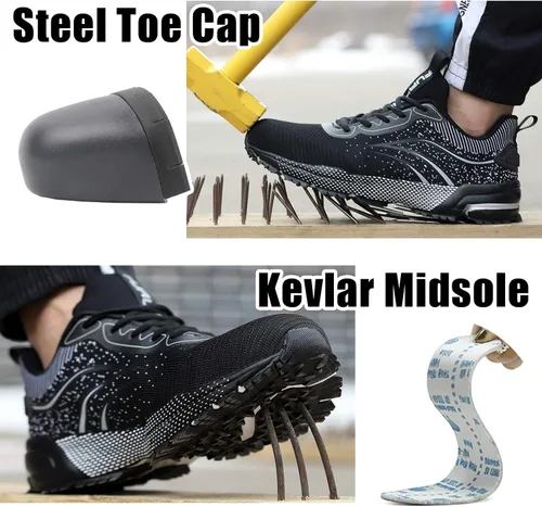 Vista 4 de Furuian Steel Toe Shoes for Men Women Lightweight Safety Shoes Comfortable Steel Toe Sneakers Warehouse Industry Work Shoes
