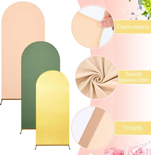 Vista 4 de Gisafai Juego de 6 soportes de metal para telón de fondo de arco y cubierta de arco de boda Chiara con cubierta de elastano para decoración de bodas