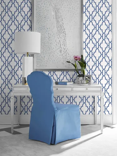 Vista 2 de Lillian August Luxe Haven Coastal Lattice - Papel tapiz autoadhesivo (Riviera Blue)