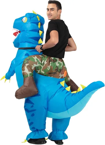 Vista 3 de Dinosaur Costume for Adults Inflatable Costume Adult Ride on Dinosaur Air Blow up Halloween Costume for Men and Women