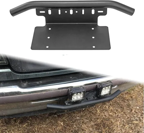 Vista 3 de DaSen Parachoques delantero de 6x12 pulgadas soporte de montaje universal para portaplacas compatible con cápsulas de luz LED todoterreno compatible