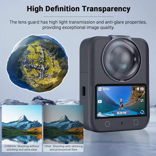 Vista 7 de CYNOVA Osmo 360 Protector de lente para accesorios DJI Osmo 360 – Funda protectora de PC con 95% de transmisión de luz, antiarañazos y a prueba