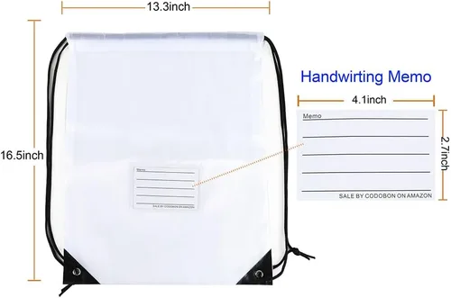 Vista 14 de CODOBON Paquete de 20 bolsas con cordón, mochila de cuerda de dibujo a granel, bolsa de bricolaje para gimnasio, deportes, bolsa para mujeres