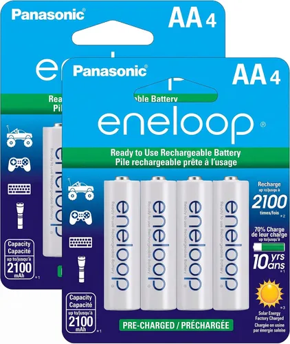 Vista 9 de Eneloop Panasonic BK-3MCCA4BA pilas recargables AA de 2100 ciclos Ni-MH, precargadas, paquete de 4