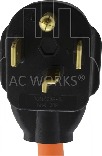 Vista 3 de AC WORKS Cable adaptador hembra doméstico de 4 clavijas de 220 voltios a 120 voltios y 15/20 amperios