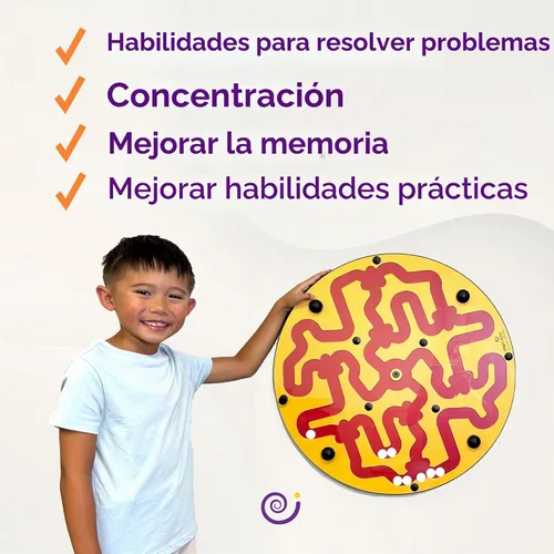 Vista 2 de Amazer - Tabla de actividades de pared para niños pequeños, actividad interactiva de pared para niños, juego colorido de rueda de laberinto Azul