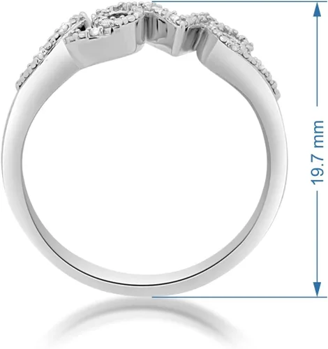Vista 4 de Jewelili Anillo de plata de ley con diamantes redondos y blancos naturales