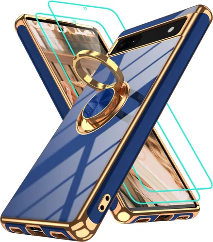 Vista 43 de Funda para Motorola Moto G 5G 2024: Funda Moto G Play 5G 2024 con 2 piezas de protectores de pantalla, soporte de anillo de rotación de 360°