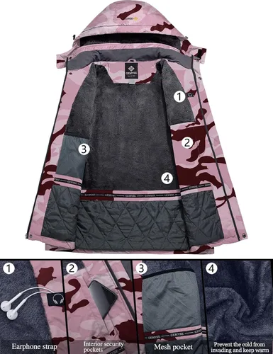 Vista 3 de GEMYSE - Chaqueta de esquí y nieve para mujer diseño impermeable y resistente al viento para invierno