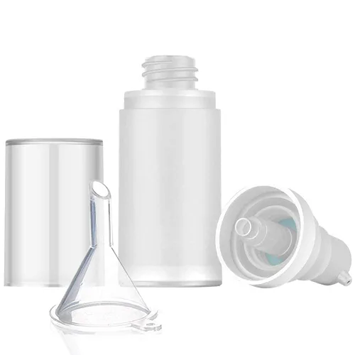 Vista 2 de Mild East Botella de bomba sin aire estéril de 3 piezas de 0.7 fl oz Botella con embudo fácil de transportar y llenar botellas de loción mate