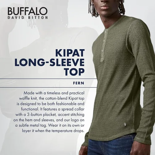 Vista 3 de Buffalo David Bitton Henley de manga larga para hombre