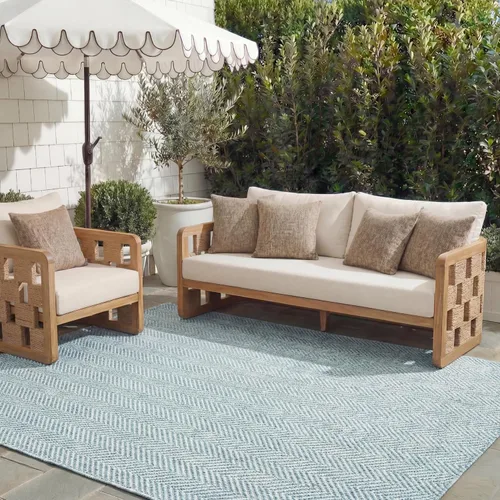Vista 39 de Safavieh Colección Courtyard CY8022 Alfombra, 2 pies x 3 pulgadas x 5 pies, aguamarina y gris, impermeable, fácil de limpiar, sin pelusa