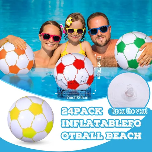 Vista 2 de Chivao Pelotas inflables de playa de fútbol de 16 pulgadas, bolas de playa a granel para fiestas de fútbol, juegos de piscina de verano