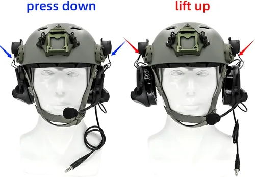 Vista 5 de HEARFALCOM Comta III Auriculares Tácticos para Casco Adaptador de Riel ARC Soporte de Disparo con Cancelación de Ruido