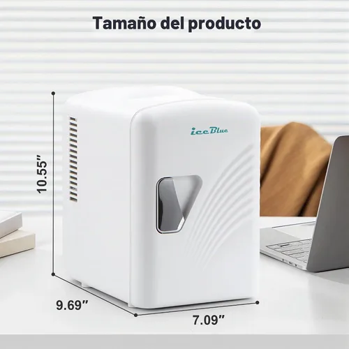 Vista 9 de Iceblue Mini nevera, 4 litros/6 latas de maquillaje con ondulado retro Blanco