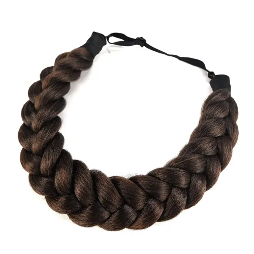 Vista 4 de Diadema trenzada de 3 hebras de pelo sintético trenzado grueso grueso grueso elástico diadema ropa señoras belleza