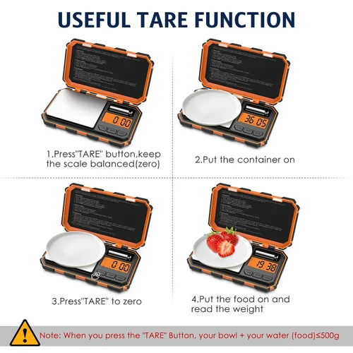 Vista 7 de Báscula digital de gramos, báscula de bolsillo de 7.05 oz x 0.00 oz, mini báscula de joyería de 6 unidades con pantalla LCD, función de tara