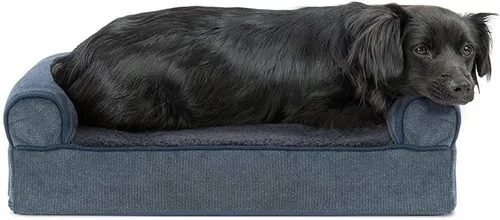 Vista 18 de Furhaven Funda de repuesto para cama de perro, estilo sofá, de pelo sintético y terciopelo, color salvia oscura, talla M