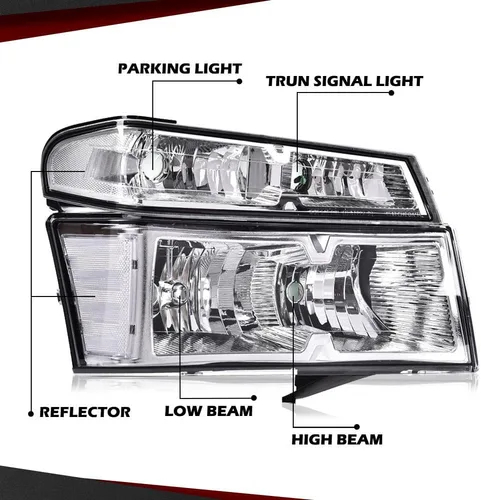 Vista 3 de CHEDA Conjunto de Faros Delanteros Faro Compatible con GMC Canyon/Chevy Colorado 2004-2012 Conjunto de Faros Luces de Parachoques