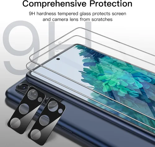 Vista 4 de JETech - Protector de pantalla para Samsung Galaxy S20 FE de 6.5 pulgadas con protector de lente de cámara, película de vidrio templado, compatible