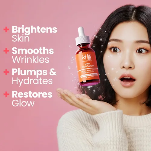 Vista 2 de SeoulCeuticals Korean Skin Care - Suero de mucina de caracol 97.5% - K Beauty Skincare Anti Arrugas Cica Night Serum Ácido Hialurónico para la cara