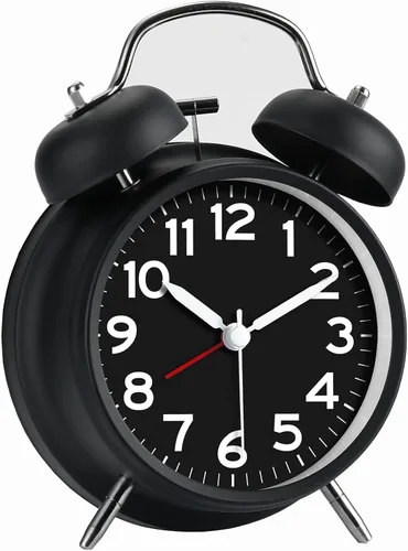 Vista 9 de AKCISOT - Reloj despertador de alarma fuerte para personas con sueño profundo, 11,43 cm de reloj analógico de campana doble de metal, funciona