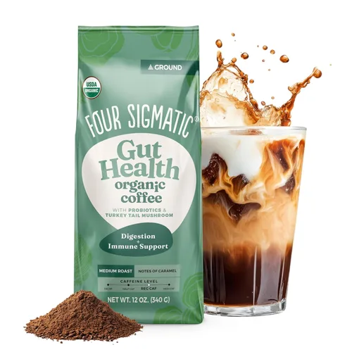 Vista 17 de Four Sigmatic Café Molido Orgánico para Preparación en Frío Tostado Oscuro, Molido Grueso con Melena de León y Chaga Café de Hongos