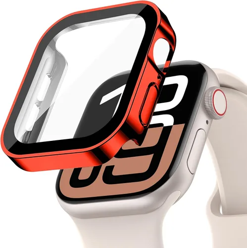 Vista 12 de Protección de Pantalla EIHAIHIS para Apple Watch Funda Serie 11 10 9 SE 8 7 6 5 4 40mm 44mm 41mm 45mm 42mm 46mm Vidrio Templado Impermeable PC