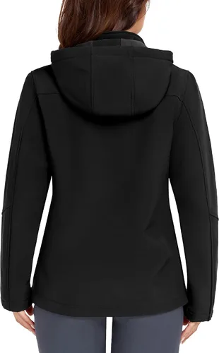 Vista 2 de Little Donkey Andy - Chaqueta Softshell para mujer, de esquí y snowboard con capucha extraíble, forro polar Mejora negro