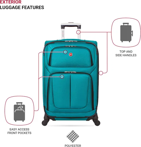 Vista 3 de SwissGear - Equipaje suave expandible Sion con ruedas, verde azulado