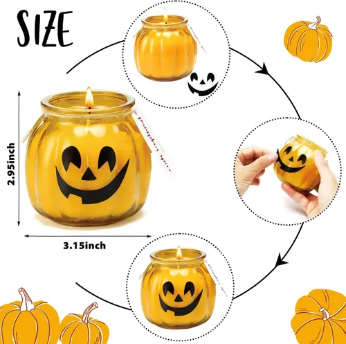Vista 5 de Velas de otoño, 3 velas en forma de calabaza, vela perfumada de especias de calabaza, 3 x 5 onzas Regalo de decoración de otoño, regalos de Acción