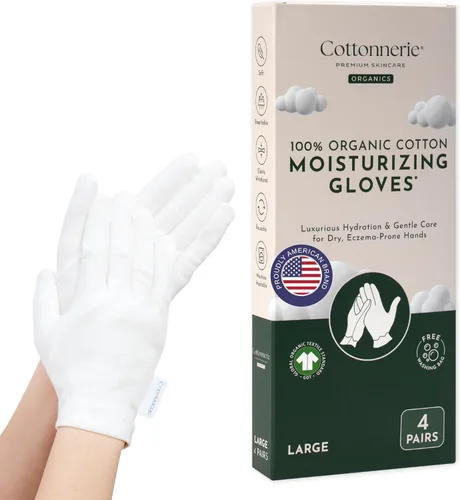Vista 11 de 4 Pairs Cottonnerie Original Cotton Gloves for Dry Hands Sleeping, Moisturizing Gloves Overnight, Hand Moisturizer Gloves, Moisture Gloves for Dry