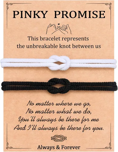 Vista 7 de UNGENT THEM Pinky Promise Forever Knot - Pulseras a juego para parejas, cumpleaños, aniversario, San Valentín, Navidad, regalos para novio y novia