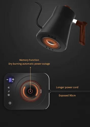 Vista 7 de Hervidores eléctricos, hervidor eléctrico de cuello de cisne, control de temperatura de ± 1 ℉, interior de acero inoxidable, calentamiento rápido