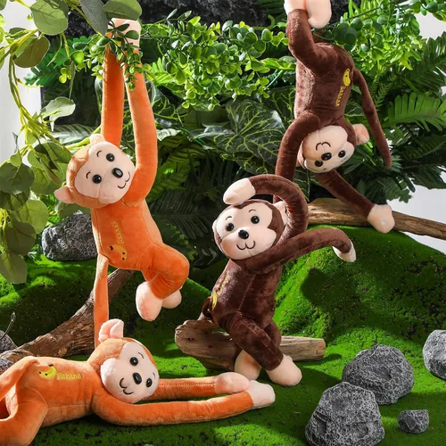 Vista 7 de Aoriher Paquete de 4 monos de peluche colgantes de 17.8 pulgadas con cierres de gancho y bucle, regalos de juguetes de peluche para adultos