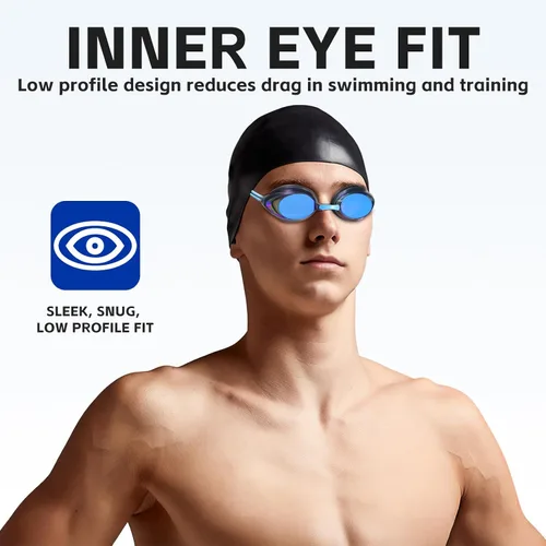 Vista 7 de Racing Swim Goggles 2 Pack for Adult Men Women 180° Panoramic Clear View Bungee Strap Swimming Goggles No Leaking