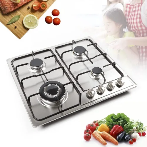 Vista 4 de Placa de cocina de gas de 22 pulgadas con 5 quemadores de potencia, estufa de acero inoxidable con kit de conversión de NG/LPG, protección