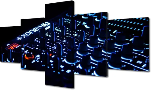 Vista 56 de Lienzo decorativo para pared, diseño de DJ Music Mixes the Track HD impreso en pinturas, 5 piezas de imágenes abstractas para sala de estar, obra