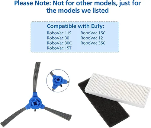 Vista 2 de Piezas de repuesto compatibles con accesorios eufy RoboVac 11S RoboVac 30 RoboVac 30C RoboVac 15C RoboVac 12 RoboVac 35C RoboVac 15T, paquete de 19