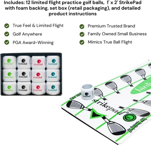 Vista 6 de BirdieBall Golf Mat Set with 12 Practice Golf Balls, Golf Hitting Mat