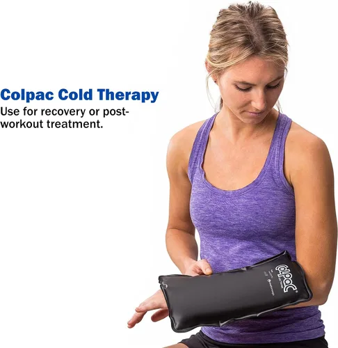 Vista 4 de Chattanooga ColPac, paquete de hielo de gel reutilizable para terapia de frío, 6.5 x 11 pulgadas, paquete de 2 unidades, poliuretano negro, con una