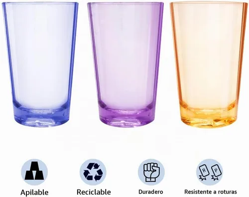 Vista 2 de Vasos irrompibles para beber, vasos de jugo de 5 onzas, vasos de plástico, juego de 6 en 3 colores surtidos