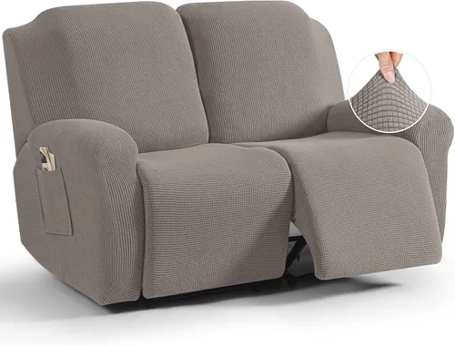 Vista 49 de TAOCOCO Funda reclinable de 4 piezas, funda elástica para sofá reclinable de 4 piezas, funda reclinable con 1 asiento, protector de sofá suave