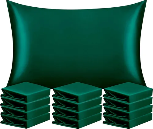 Vista 22 de NTBAY Paquete de 2 fundas de almohada estándar de satén para cabello y piel, lujosas y sedosas fundas de almohada con cierre de sobre, 20 x 26