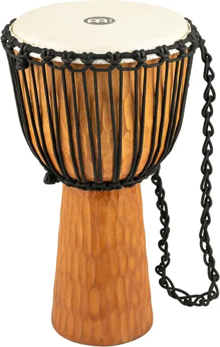 Vista 11 de Instrumento de círculo de tambor de mano Djembe, Serie Headliner de caoba tallada — NO HECHO EN CHINA — Cuerdas de tejido africano Mali