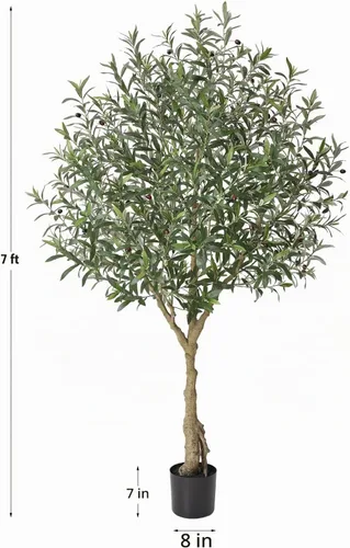 Vista 8 de LOMANTO Olivos artificiales para interiores, árbol de olivo sintético de 7