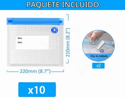 Vista 2 de Bolsas Sous Vide sin BPA, reutilizables, selladoras al vacío, bolsas con cremallera, almacenamiento de alimentos de un cuarto de galón, funciona